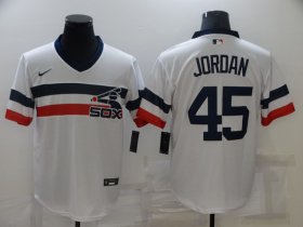 Wholesale Cheap Men\'s Chicago White Sox #45 Michael Jordan White 2021 Throwback Cool Base Nike Jersey
