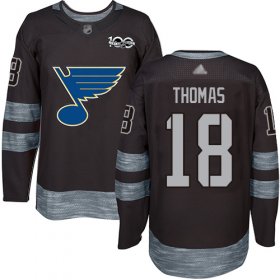 Wholesale Cheap Adidas Blues #18 Robert Thomas Black 1917-2017 100th Anniversary Stitched NHL Jersey