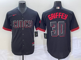 Wholesale Cheap Men\'s Cincinnati Reds #30 Ken Griffey Jr Black 2023 City Connect Cool Base Stitched Jersey1