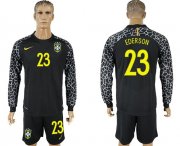 Wholesale Cheap Brazil #23 Ederson Black Goalkeeper Long Sleeves Soccer Country Jersey