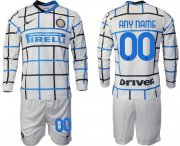 Wholesale Cheap Men 2020-2021 club Inter milan away long sleeve customized white Soccer Jerseys