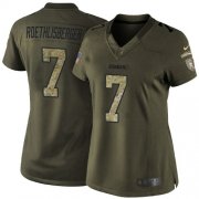 Wholesale Cheap Nike Steelers #7 Ben Roethlisberger Green Women's Stitched NFL Limited 2015 Salute to Service Jersey