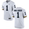 Wholesale Cheap Men's Michigan Wolverines #1 Ann Arbor White Stitched College Football Brand Jordan NCAA Jersey