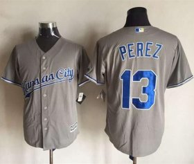 Wholesale Cheap Royals #13 Salvador Perez New Grey Cool Base Stitched MLB Jersey