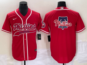 Wholesale Cheap Men\'s Philadelphia Phillies Red Team Big Logo Cool Base Stitched Baseball Jersey