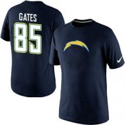 Wholesale Cheap Nike Los Angeles Chargers #85 Gates Name & Number NFL T-Shirt Navy Blue
