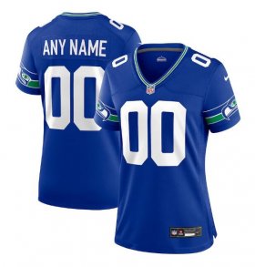 Wholesale Cheap Women\'s Seattle Seahawks ACTIVE PLAYER Custom Royal Throwback Football Stitched Jersey(Run Small)