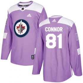 Wholesale Cheap Adidas Jets #81 Kyle Connor Purple Authentic Fights Cancer Stitched NHL Jersey