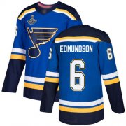 Wholesale Cheap Adidas Blues #6 Joel Edmundson Blue Home Authentic Stanley Cup Champions Stitched NHL Jersey