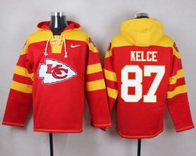 Wholesale Cheap Nike Chiefs #87 Travis Kelce Red Player Pullover NFL Hoodie