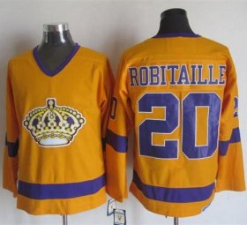 Wholesale Cheap Kings #20 Luc Robitaille Yellow/Purple CCM Throwback Stitched NHL Jersey