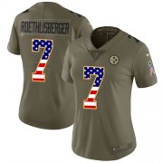 Wholesale Cheap Nike Steelers #7 Ben Roethlisberger Olive/USA Flag Women's Stitched NFL Limited 2017 Salute to Service Jersey