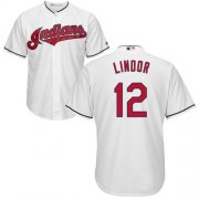 Wholesale Cheap Indians #12 Francisco Lindor White Home Stitched Youth MLB Jersey