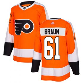 Wholesale Cheap Adidas Flyers #61 Justin Braun Orange Home Authentic Stitched NHL Jersey