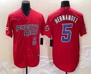 Cheap Men's Puerto Rico Baseball #5 Enrique Hernandez Number 2023 Red World Classic Stitched Jersey