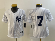 Wholesale Cheap Youth New York Yankees #7 Mickey Mantle White No Name Stitched Nike Cool Base Throwback Jersey