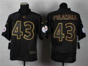 Wholesale Cheap Nike Steelers #43 Troy Polamalu Black Gold No. Fashion Men's Stitched NFL Elite Jersey