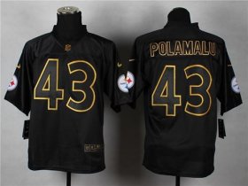 Wholesale Cheap Nike Steelers #43 Troy Polamalu Black Gold No. Fashion Men\'s Stitched NFL Elite Jersey