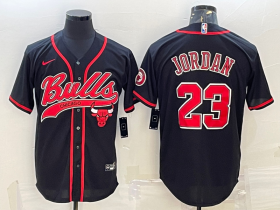 Wholesale Cheap Men\'s Chicago Bulls #23 Michael Jordan Black With Patch Cool Base Stitched Baseball Jersey