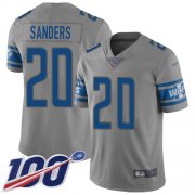 Wholesale Cheap Nike Lions #20 Barry Sanders Gray Men's Stitched NFL Limited Inverted Legend 100th Season Jersey
