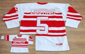 Wholesale Cheap Red Wings #5 Nicklas Lidstrom White CCM Throwback 75TH Stitched NHL Jersey