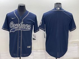 Wholesale Cheap Men\'s Dallas Cowboys Customized Navy Cool Base Stitched Baseball Jersey
