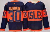 Cheap Men's New York Islanders #30 Ilya Sorokin Navy 2024 With Stadium Series Patch Stitched Jersey