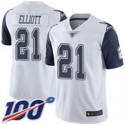 Wholesale Cheap Nike Cowboys #21 Ezekiel Elliott White Men's Stitched NFL Limited Rush 100th Season Jersey