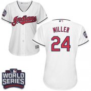 Wholesale Cheap Indians #24 Andrew Miller White 2016 World Series Bound Women's Home Stitched MLB Jersey