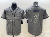 Wholesale Cheap Men's Seattle Seahawks #7 Geno Smith Grey Gridiron With Patch Cool Base Stitched Baseball Jersey