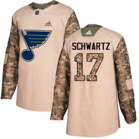 Wholesale Cheap Adidas Blues #17 Jaden Schwartz Camo Authentic 2017 Veterans Day Stitched Youth NHL Jersey