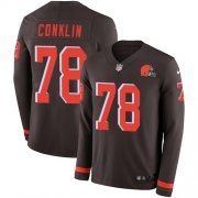 Wholesale Cheap Nike Browns #78 Jack Conklin Brown Team Color Youth Stitched NFL Limited Therma Long Sleeve Jersey