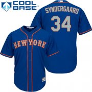 Wholesale Cheap Mets #34 Noah Syndergaard Blue(Grey NO.) Cool Base Stitched Youth MLB Jersey