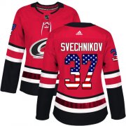 Wholesale Cheap Adidas Hurricanes #37 Andrei Svechnikov Red Home Authentic USA Flag Women's Stitched NHL Jersey