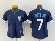 Wholesale Cheap Women's Kansas City Royals #7 Bobby Witt Jr 2022 Navy Blue City Connect Cool Base Stitched Jersey