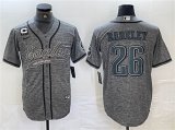Cheap Men's Philadelphia Eagles #26 Saquon Barkley Gray With 3-star C Patch Cool Base Baseball Stitched Jersey