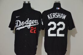Wholesale Cheap Men\'s Los Angeles Dodgers #22 Clayton Kershaw Black Stitched MLB Cool Base Nike Jersey
