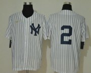 Wholesale Cheap Men's New York Yankees #2 Derek Jeter No Name White Throwback Stitched MLB Cool Base Nike Jersey
