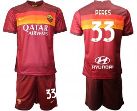 Wholesale Cheap Men 2020-2021 club Roma home 33 red Soccer Jerseys