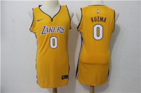 Wholesale Cheap Nike Los Angeles Lakers #0 Kyle Kuzma Yellow Women Swingman Jersey