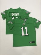 Wholesale Cheap Toddlers Philadelphia Eagles #11 AJ Brown Green 2023 Vapor Limited Throwback Jersey