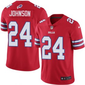 Wholesale Cheap Nike Bills #24 Taron Johnson Red Men\'s Stitched NFL Limited Rush Jersey