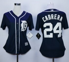 Wholesale Cheap Tigers #24 Miguel Cabrera Navy Blue Women\'s Fashion Stitched MLB Jersey