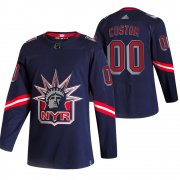 Wholesale Cheap New York Rangers Custom Navy Men's Adidas 2020-21 Alternate Authentic Player NHL Jersey