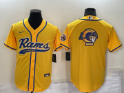 Wholesale Cheap Men's Los Angeles Rams Yellow Team Big Logo With Patch Cool Base Stitched Baseball Jersey