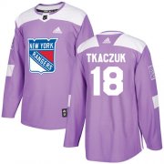 Wholesale Cheap Adidas Rangers #18 Walt Tkaczuk Purple Authentic Fights Cancer Stitched NHL Jersey