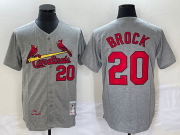 Wholesale Cheap Men's St Louis Cardinals #20 Lou Brock Grey Wool Stitched Throwback Jersey