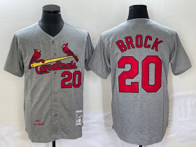 Wholesale Cheap Men\'s St Louis Cardinals #20 Lou Brock Grey Wool Stitched Throwback Jersey