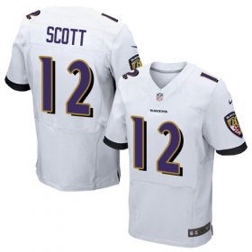Wholesale Cheap Nike Ravens #12 Jaleel Scott White Men\'s Stitched NFL New Elite Jersey