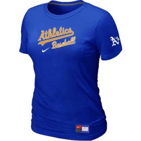 Wholesale Cheap Women\'s Oakland Athletics Nike Short Sleeve Practice MLB T-Shirt Blue